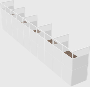 Shared rectangular cubicle