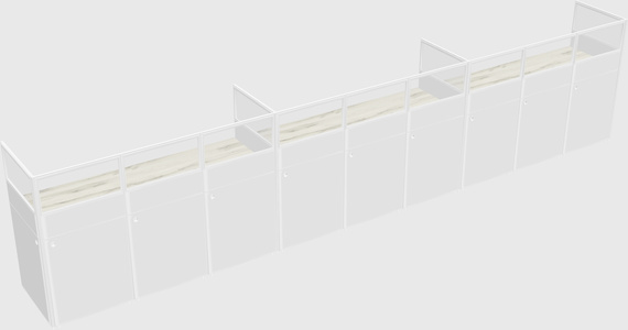 Shared rectangular cubicle