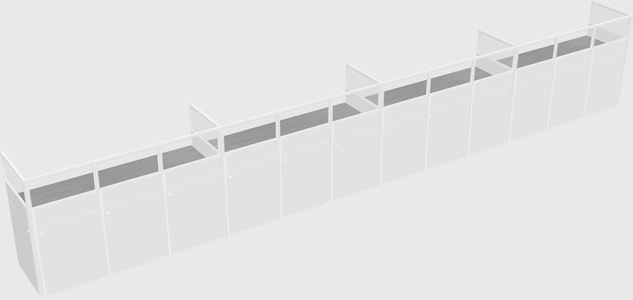 Shared rectangular cubicle