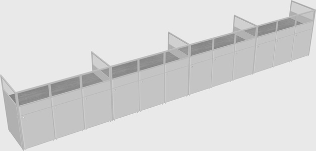 Shared rectangular cubicle