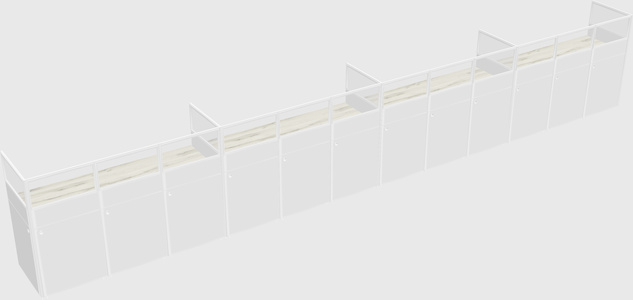 Shared rectangular cubicle