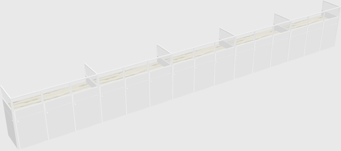 Shared rectangular cubicle