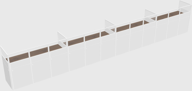 Shared rectangular cubicle