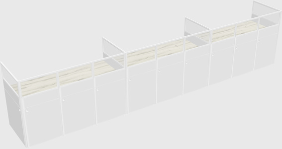 Shared rectangular cubicle