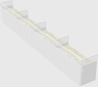 Shared rectangular cubicle