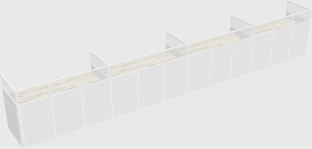 Shared rectangular cubicle