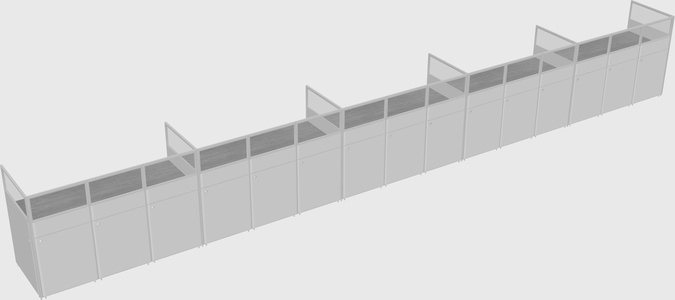 Shared rectangular cubicle