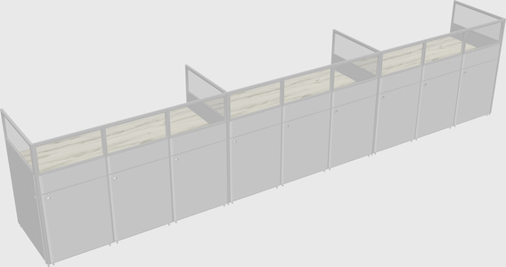 Shared rectangular cubicle