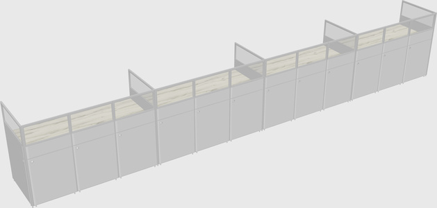 Shared rectangular cubicle
