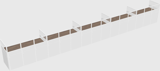 Shared rectangular cubicle