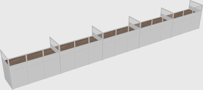 Shared rectangular cubicle