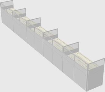 Shared rectangular cubicle