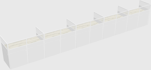 Shared rectangular cubicle