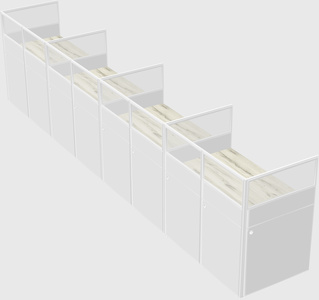 Shared rectangular cubicle