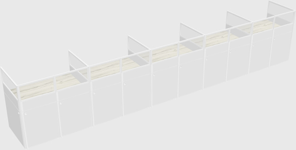 Shared rectangular cubicle