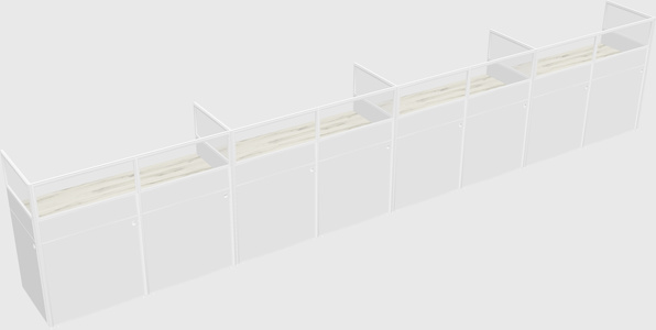Shared rectangular cubicle