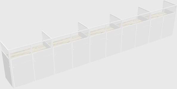 Shared rectangular cubicle