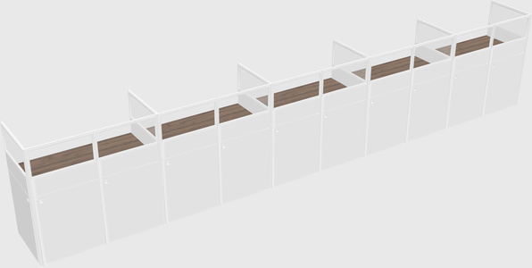 Shared rectangular cubicle