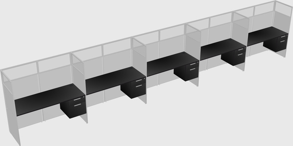 Shared rectangular cubicle