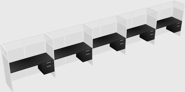 Shared rectangular cubicle