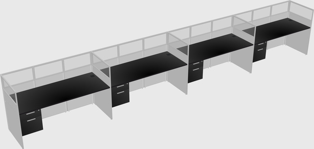 Shared rectangular cubicle