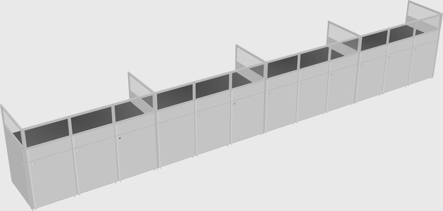 Shared rectangular cubicle