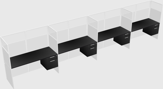 Shared rectangular cubicle