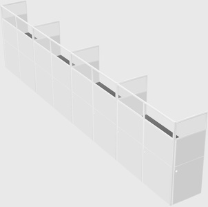 Shared rectangular cubicle