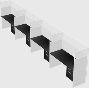 Shared rectangular cubicle