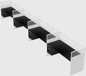 Shared rectangular cubicle
