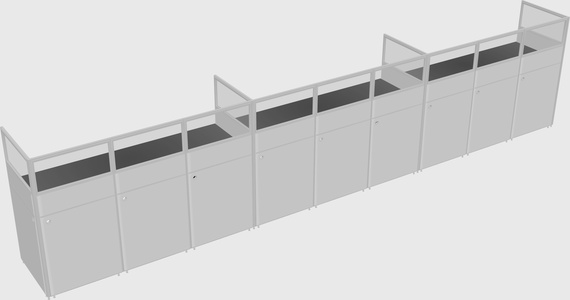 Shared rectangular cubicle