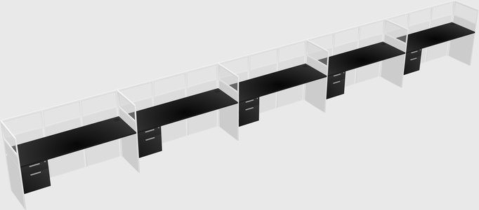 Shared rectangular cubicle