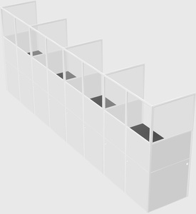 Shared rectangular cubicle