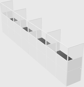 Shared rectangular cubicle