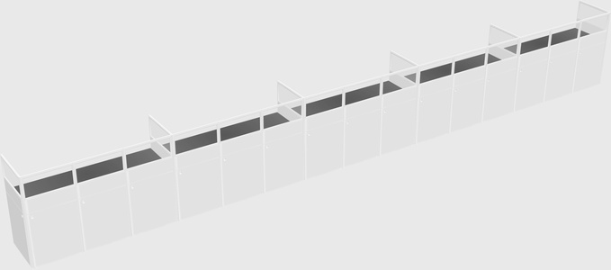 Shared rectangular cubicle