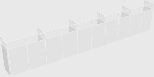 Shared rectangular cubicle