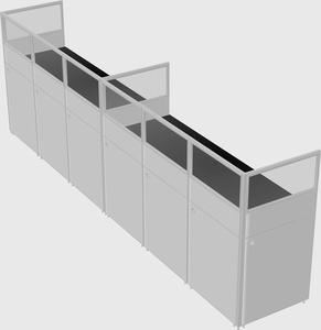 Shared rectangular cubicle