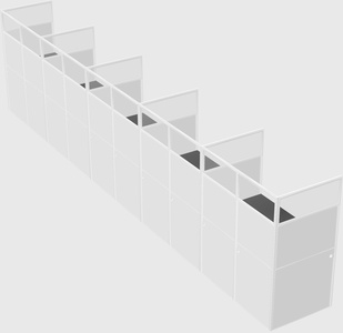 Shared rectangular cubicle