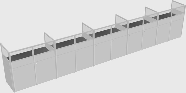 Shared rectangular cubicle