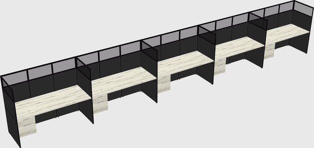 Shared rectangular cubicle