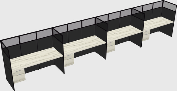 Shared rectangular cubicle