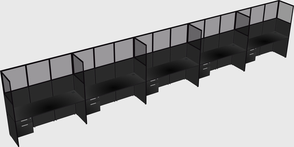 Shared rectangular cubicle