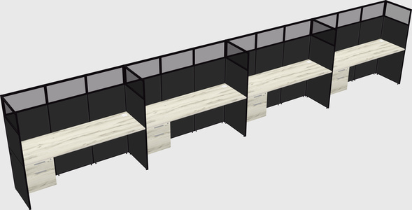 Shared rectangular cubicle