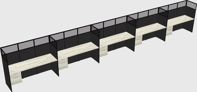 Shared rectangular cubicle