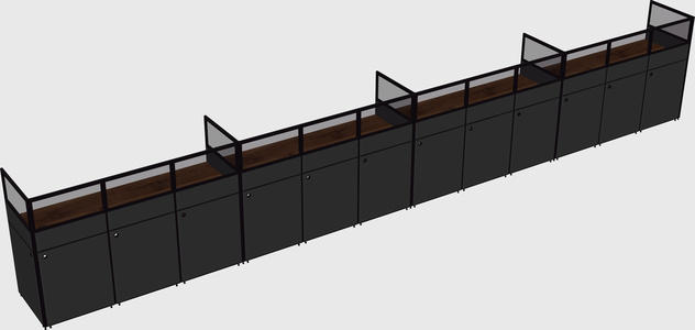 Shared rectangular cubicle