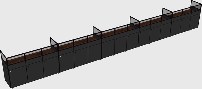 Shared rectangular cubicle