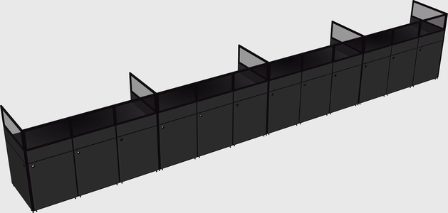 Shared rectangular cubicle