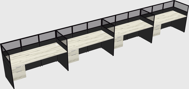 Shared rectangular cubicle