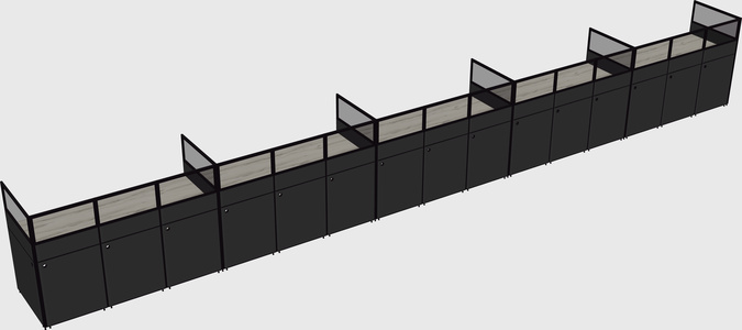 Shared rectangular cubicle