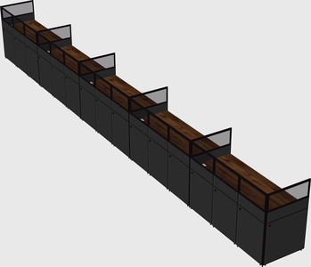 Shared rectangular cubicle